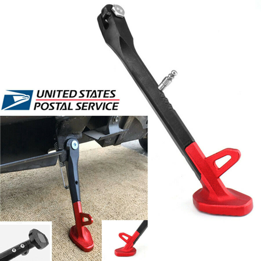 250MM Motorcycle CNC Alloy Single Side Stand Leg Kickstand Supporter Black+Red