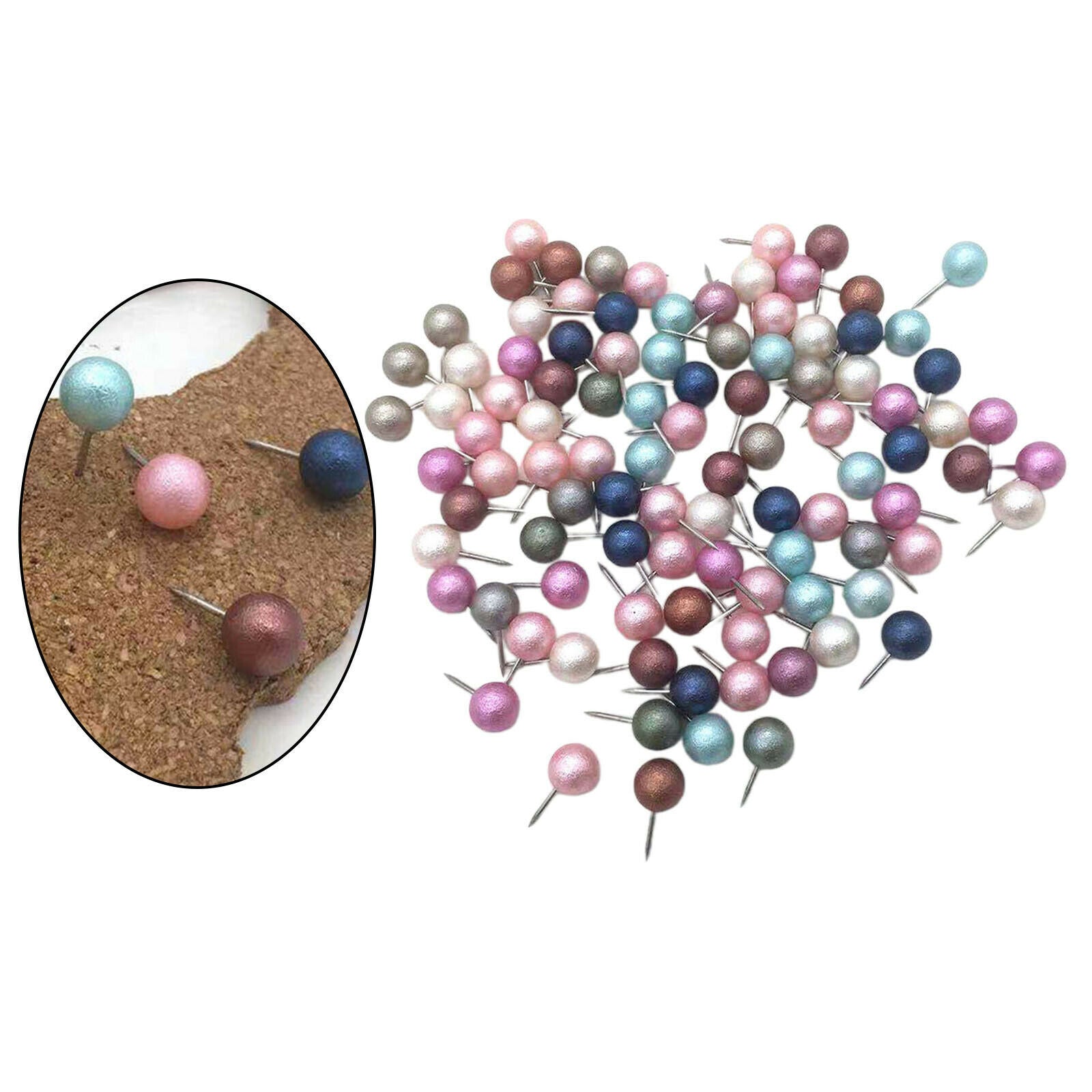 100x Push Pin Pushpin Round Head Thumb Tacks Posters Office Home Supplies