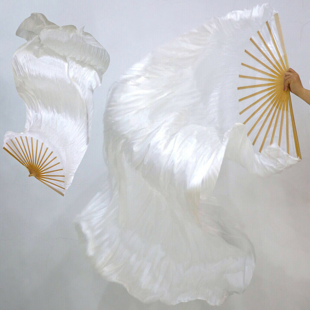 Soft Silk Belly Dance Veil Fan Fan Veil Silk Fan Wing Veil Fan Long Folding Fan