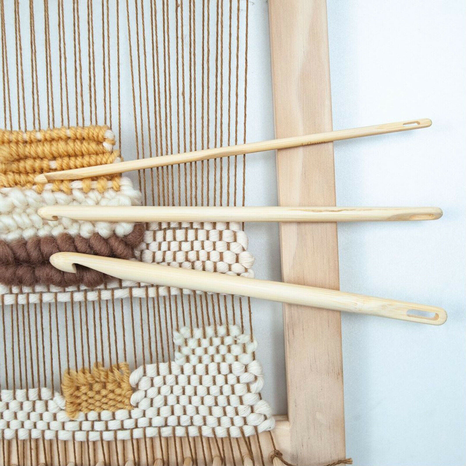 9x Weaving Loom Tools Crochet Hooks Needle Shuttle Stick for DIY Rug Scarf