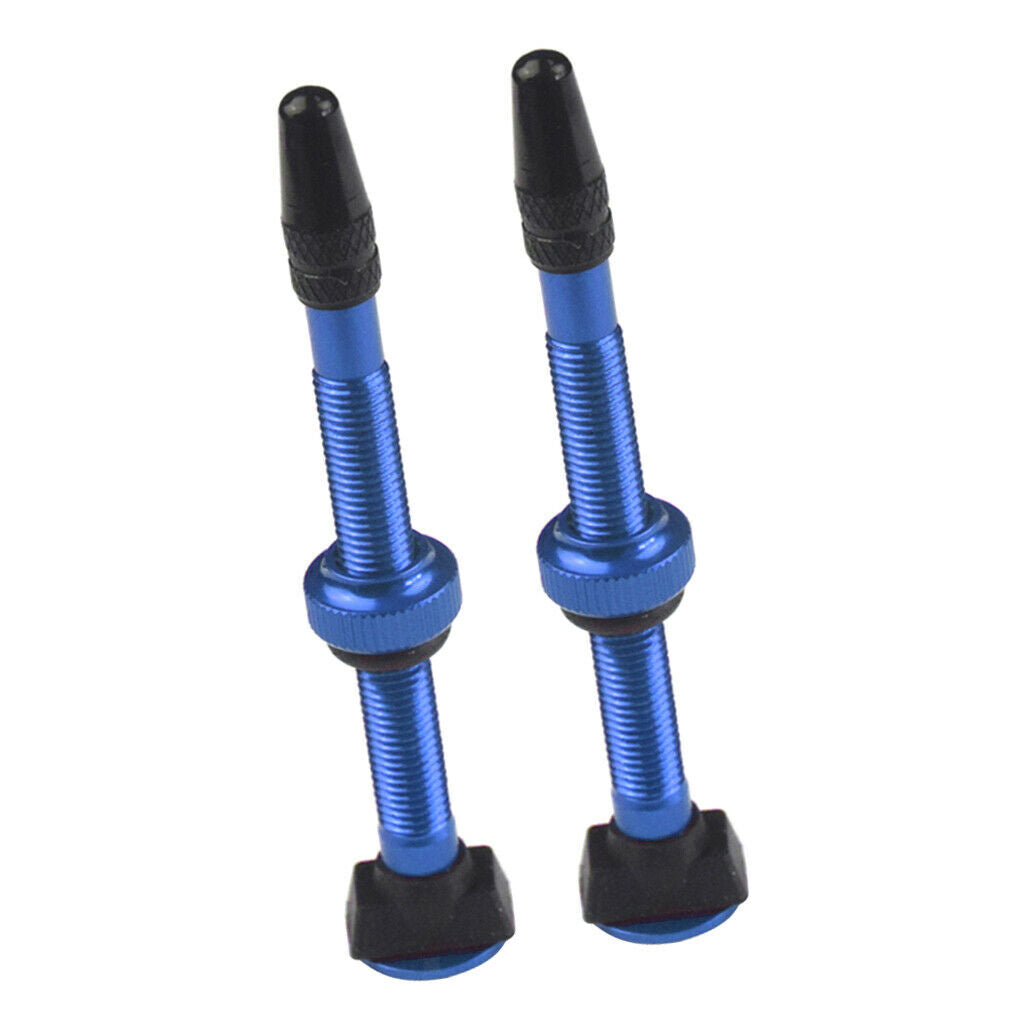 4x Aluminum Alloy 60mm Blue Mountain Bike Tubeless Presta Valve Stem Kit