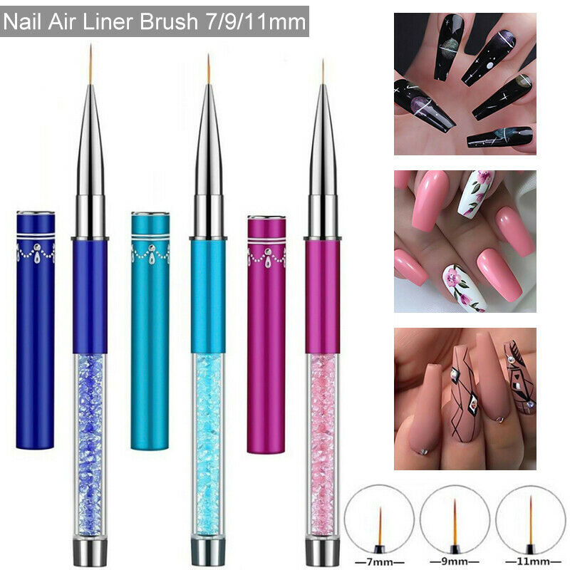 3Pcs Nail Art Liner Brush Pen Drawing Handle Salon Nylon Hair Brushes Tool