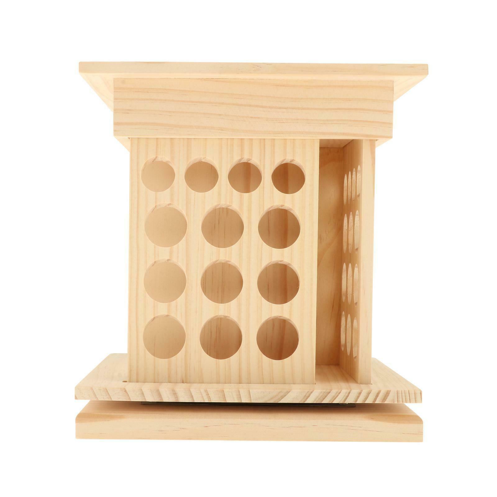 Rotating Essential Oil 52 Slot Display Holder Wooden Box Perfume Organizer