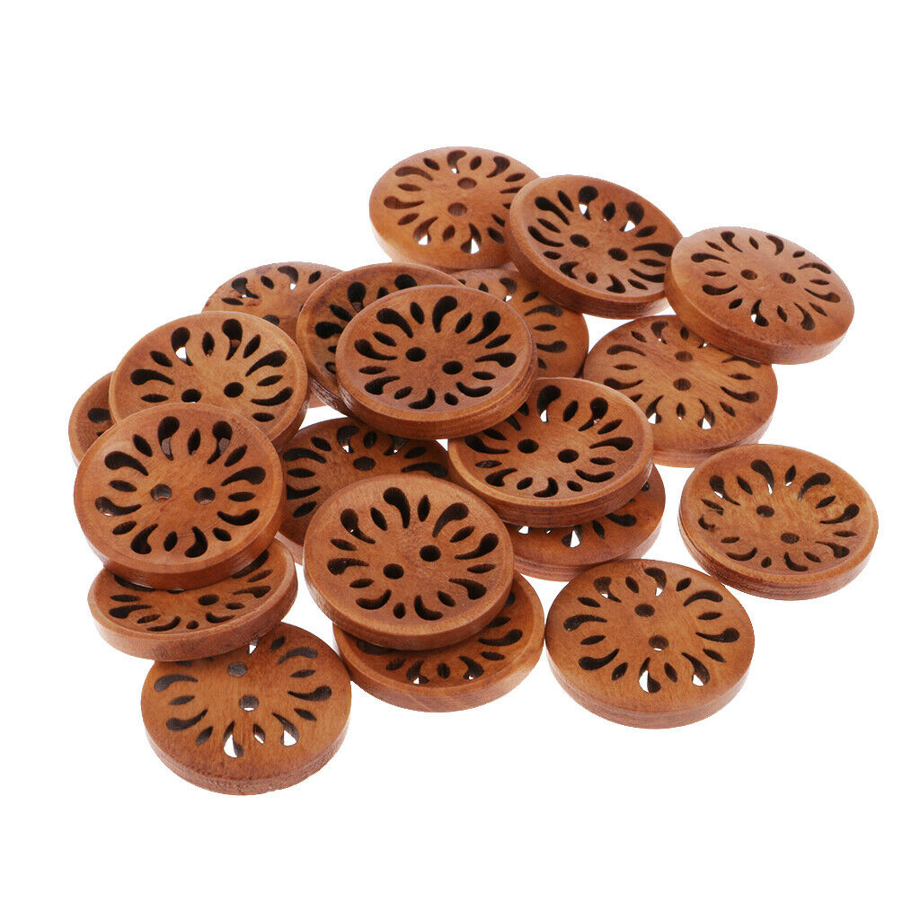 20/set Wooden Flower Shape Buttons 2 Holes 23mm DIY Sewing Buttons Crafts
