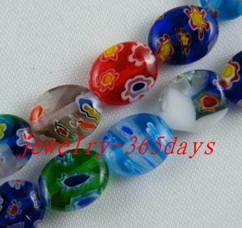 120pcs Millefiori Glass Mixed Oval Spacer Beads 8x10mm P20