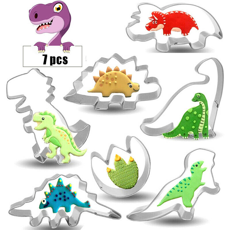 7Pcs Dinosaur Stainless Cookie Cutters Biscuit Candy Food Molds  Party Suppl KX