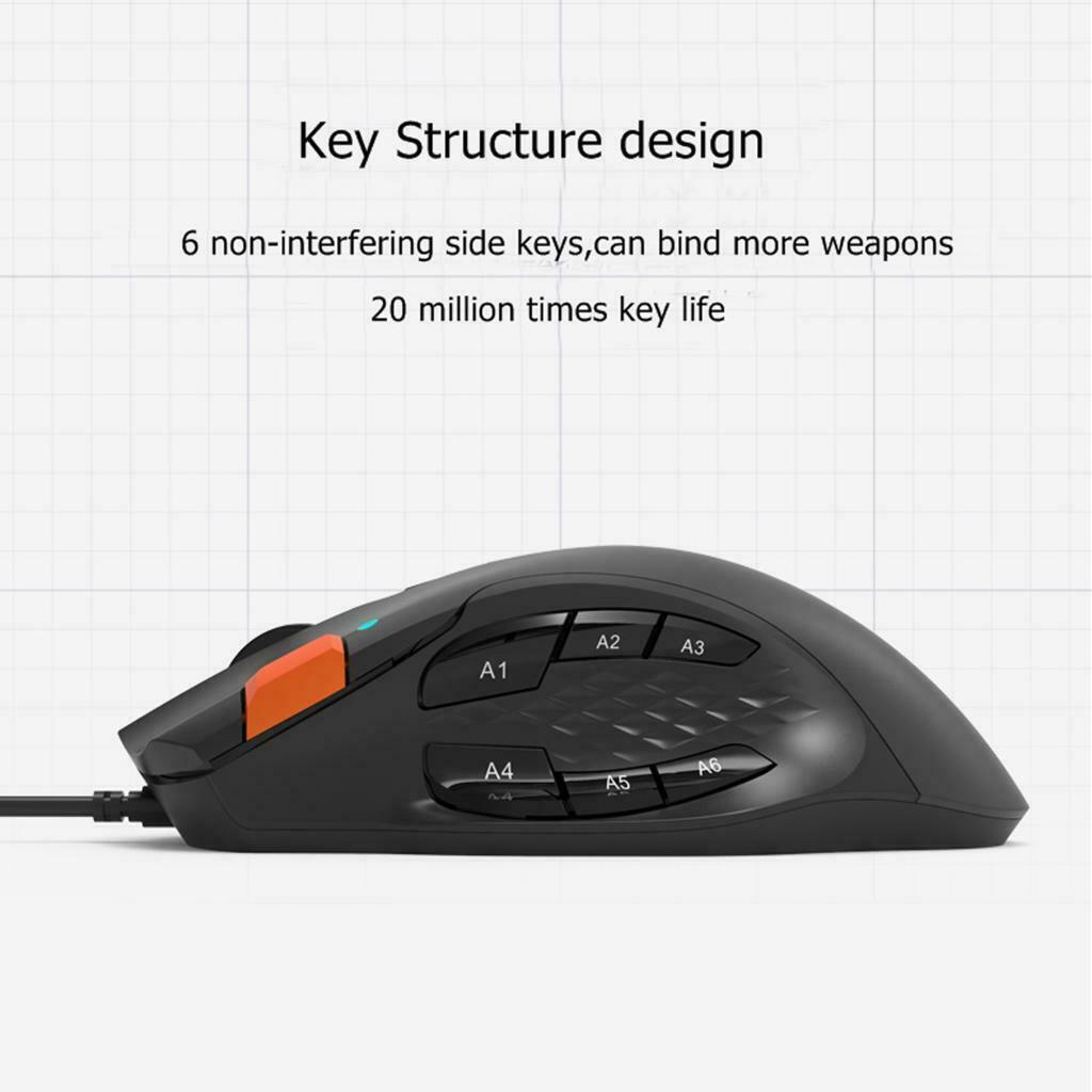USB Wired Professional MMO TPS Gaming Mouse 12 Buttons Programmable Mice