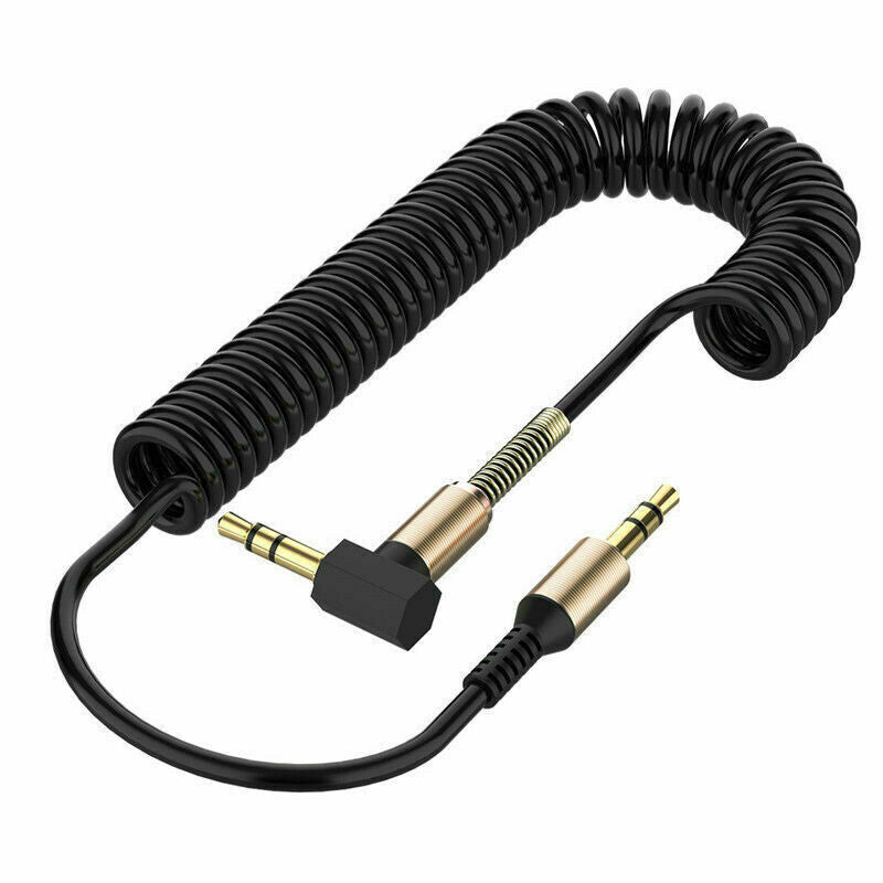 3.5mm Aux Cable Cord Coiled Male Jack Stereo Audio Adapter for Car PC Headphone