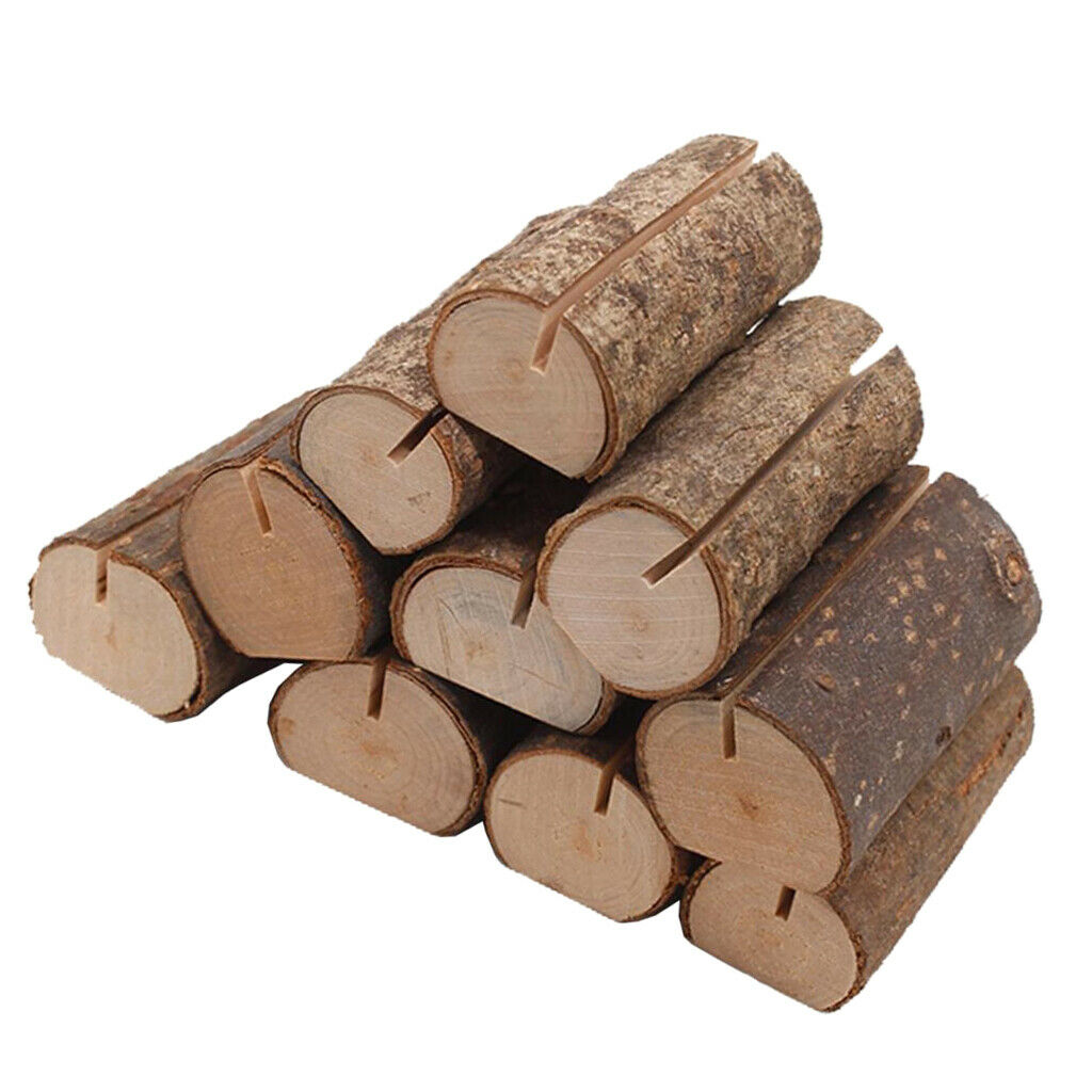 10Pieces Rustic Wooden Place Card Holder Banquet Table Card Holder Stand