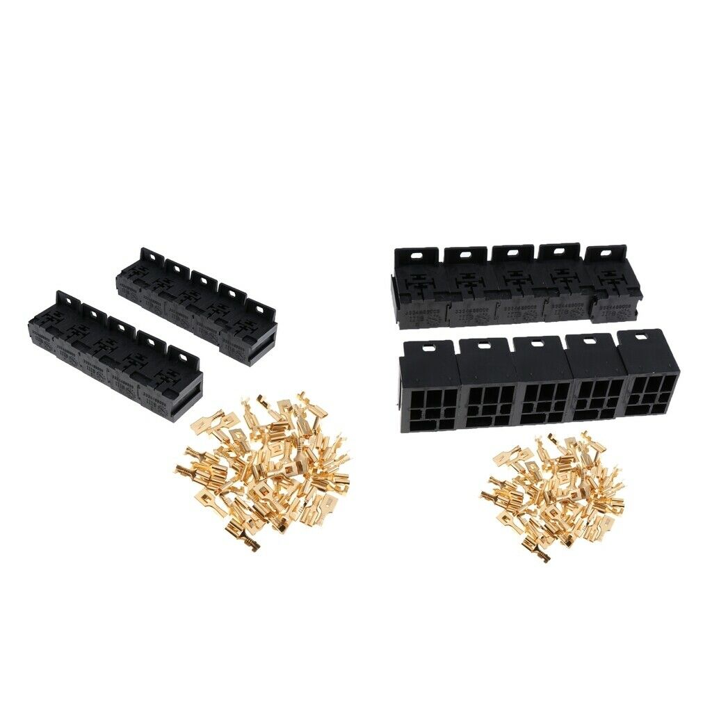 20 Set 5P Terminals Relay Socket Connector Bracket Terminal Case Holder