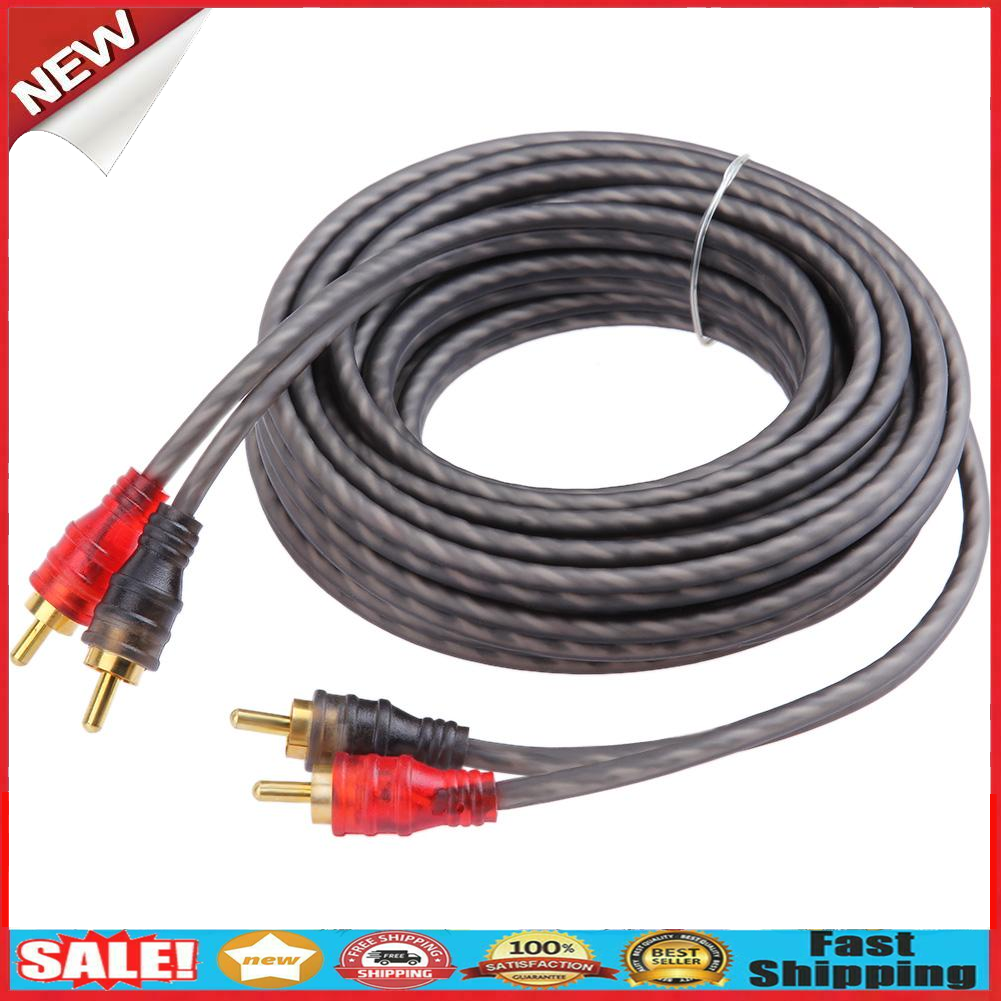 5m/16ft High Fidelity 2 Male to 2 Male RCA Car Stereo Amplifier Audio Cable @