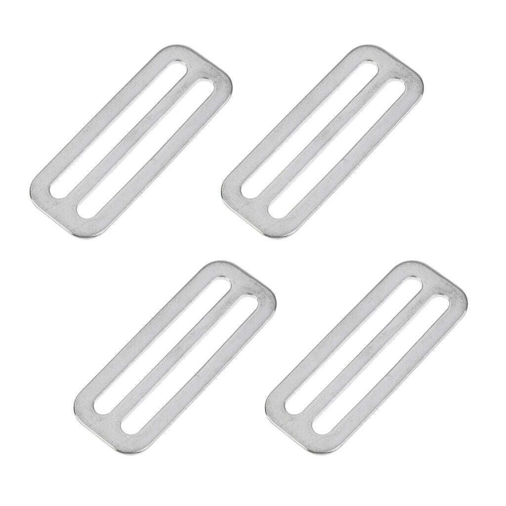 4pcs Stainless Steel 50mm Webbing Belt Keeper+ 1 Pcs D Ring Buckle Hook, Great