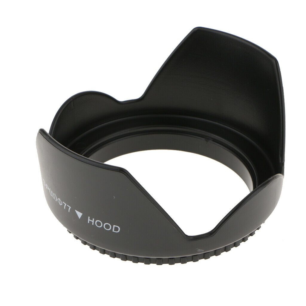 77mm Reversible Tulip Flower Crown Petal Shaped Lens Hood Reduce Lens