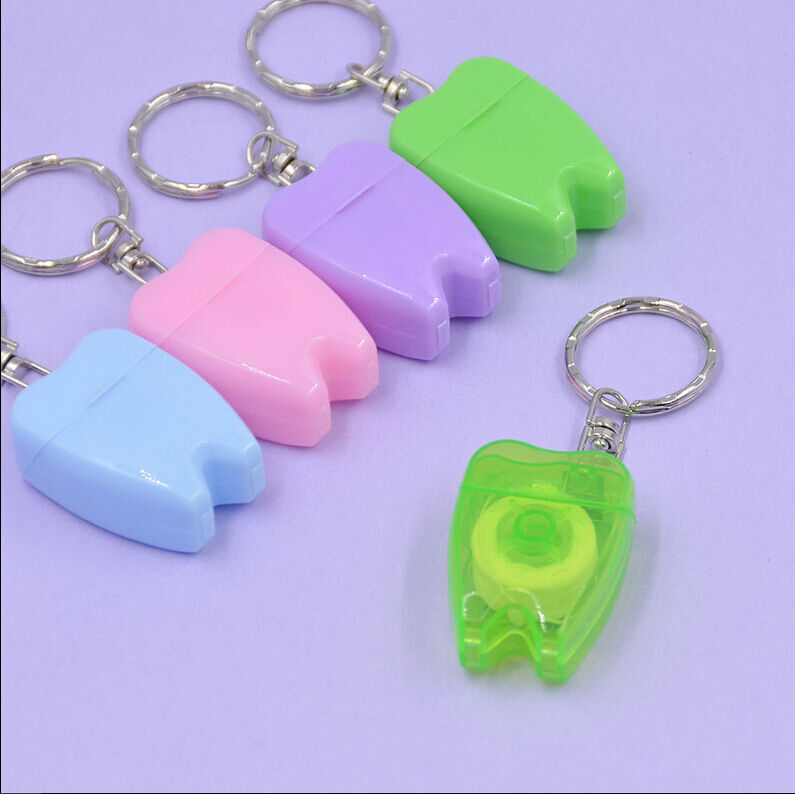 Portable Dental Floss Teeth Clean KeyRing Keychain Travel 15M Random Colo.l8