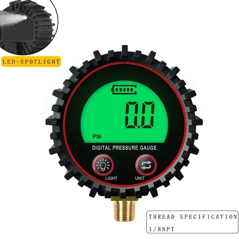 Digital Gas Pressure Gauge with 1/8'' NPT Bottom Connector & Rubber Protector