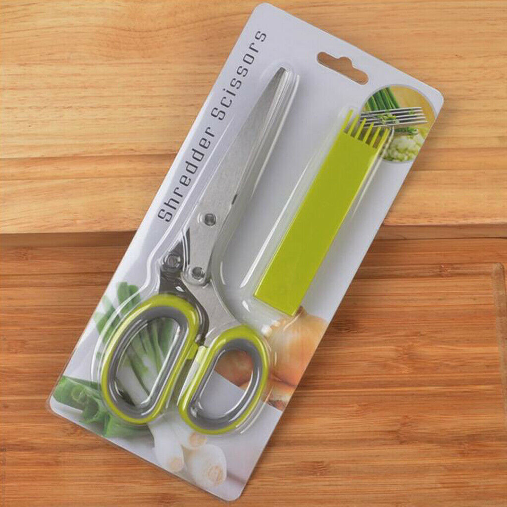 Vegetable 5 Layers Cutter Herb Spices Slice Scissors Security with Cover,