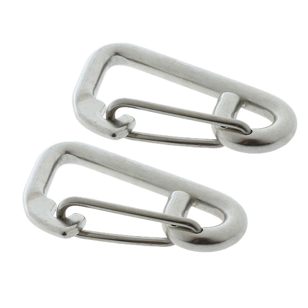 2x 6cm 304 Stainless Steel Spring Snap Hook Buckle Carabiner Rock Climbing