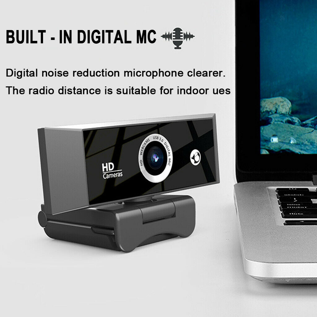USB 2.0 Webcam 1080P HD with Built-in Microphone 360Degrees Rotatable for PC