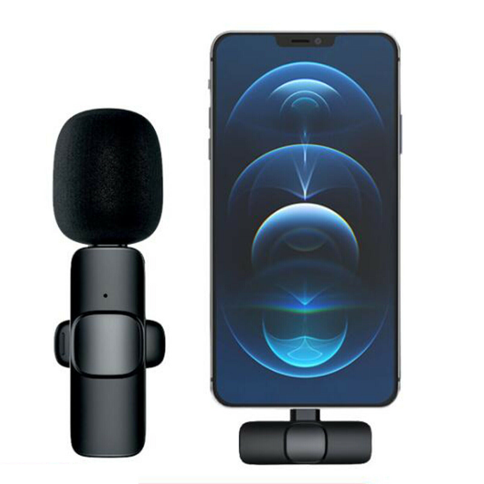 Universal Bluetooth Lavalier Microphone Mini Clip-On Microphone USB-C Plug &