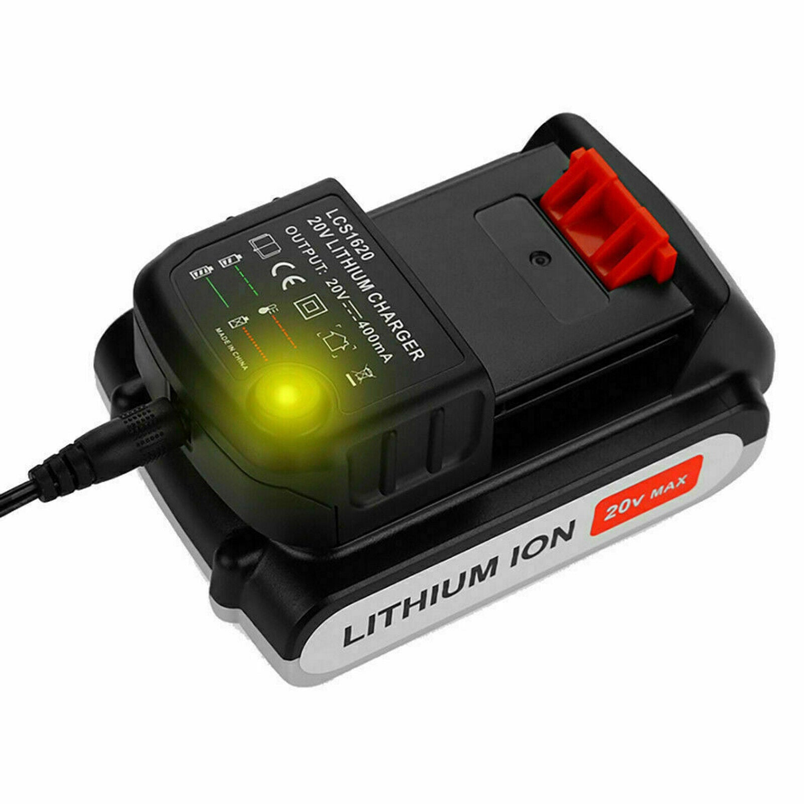 LCS1620 20V Lithium Ion Battery Charger for Black & Decker LB20 US Plug