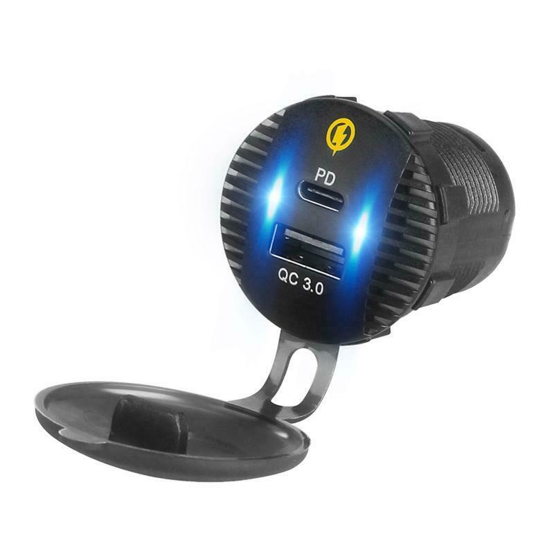 4in1 12V Car QC3.0 USB Type C PD Fast Charger Socket Panel LED Voltmeter Switch