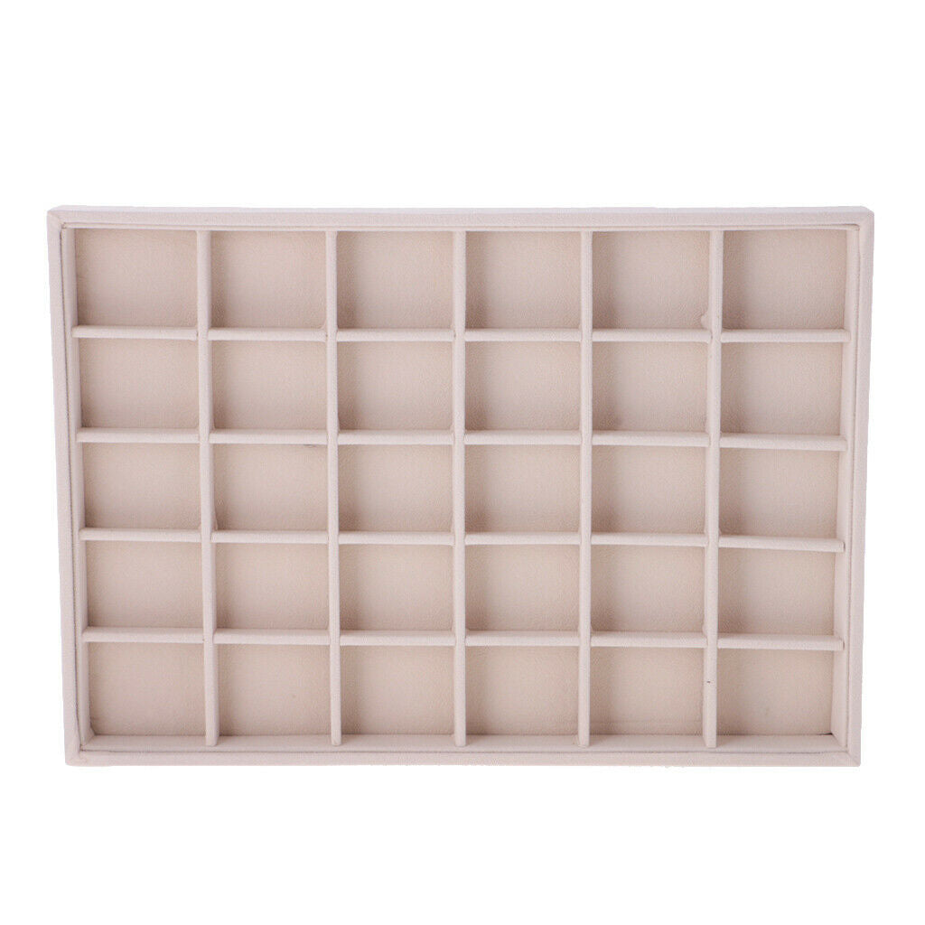 2X Velvet Display Tray Shop Counter Top Jewelry Holder Organizer 30 Compartment