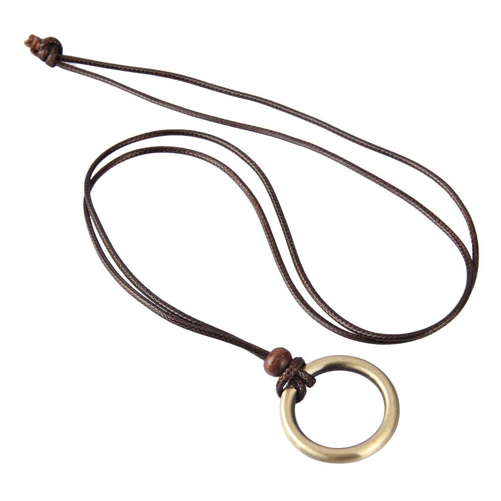 Prettyia Classic Braided Wax Cord Metal  Pendant Necklace