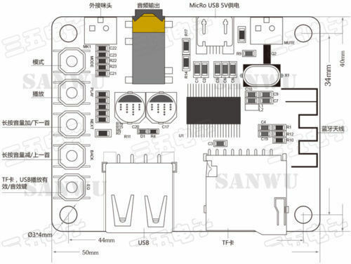 Bluetooth Audio RÃ©cepteur Board Avec USB Carte Tf DÃ©codage Lecture PrÃ©amp Sortie