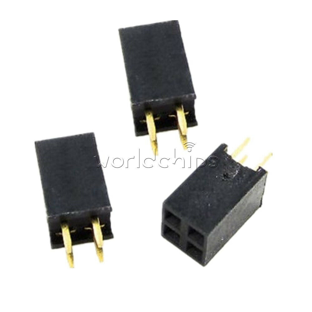 100Pcs 2.54mm 2x2Pin Double Row Female Straight Header Pitch Socket Pin Strip