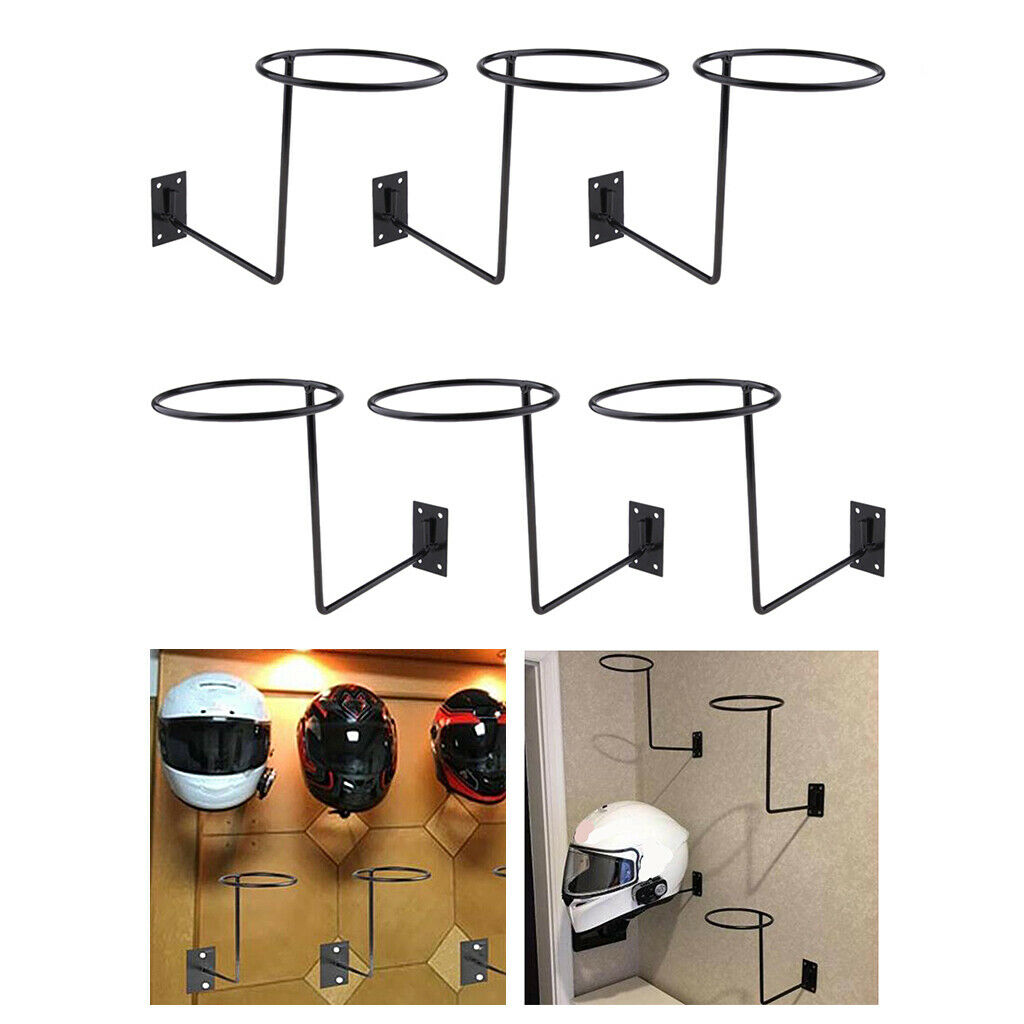 Set of 6, Helmet Holder Display Wall Hanger Wall Mounted Accessories Black