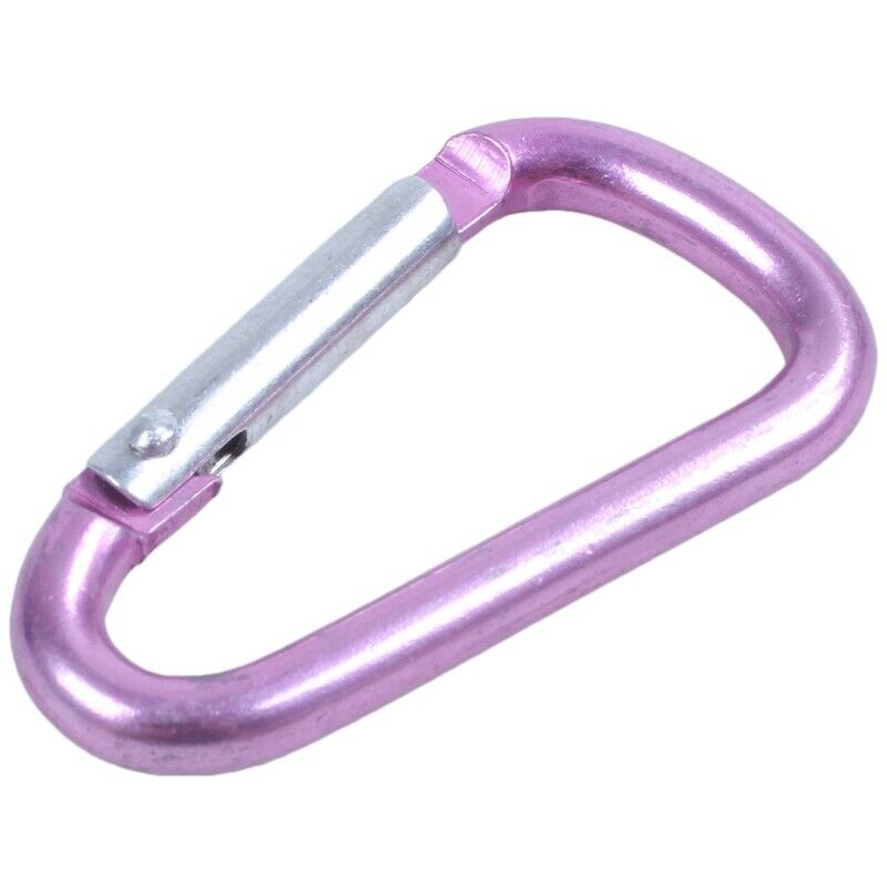 10X(Pink aluminum alloy D-shape sp-loaded gate closure carabiner W1N2)