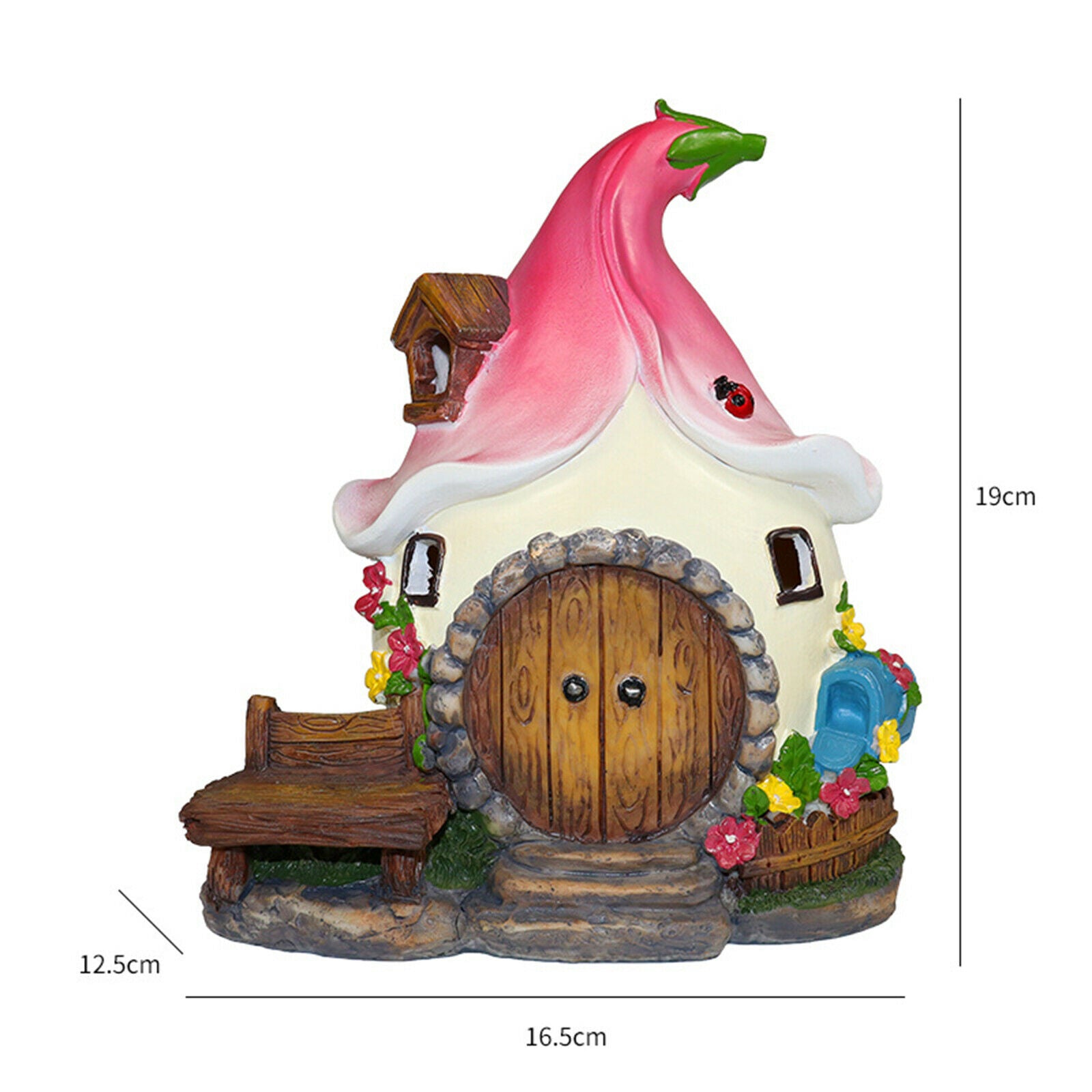 Mini Solar Power Lighted Fairy House Statue Outdoor Fairy Garden Ornament