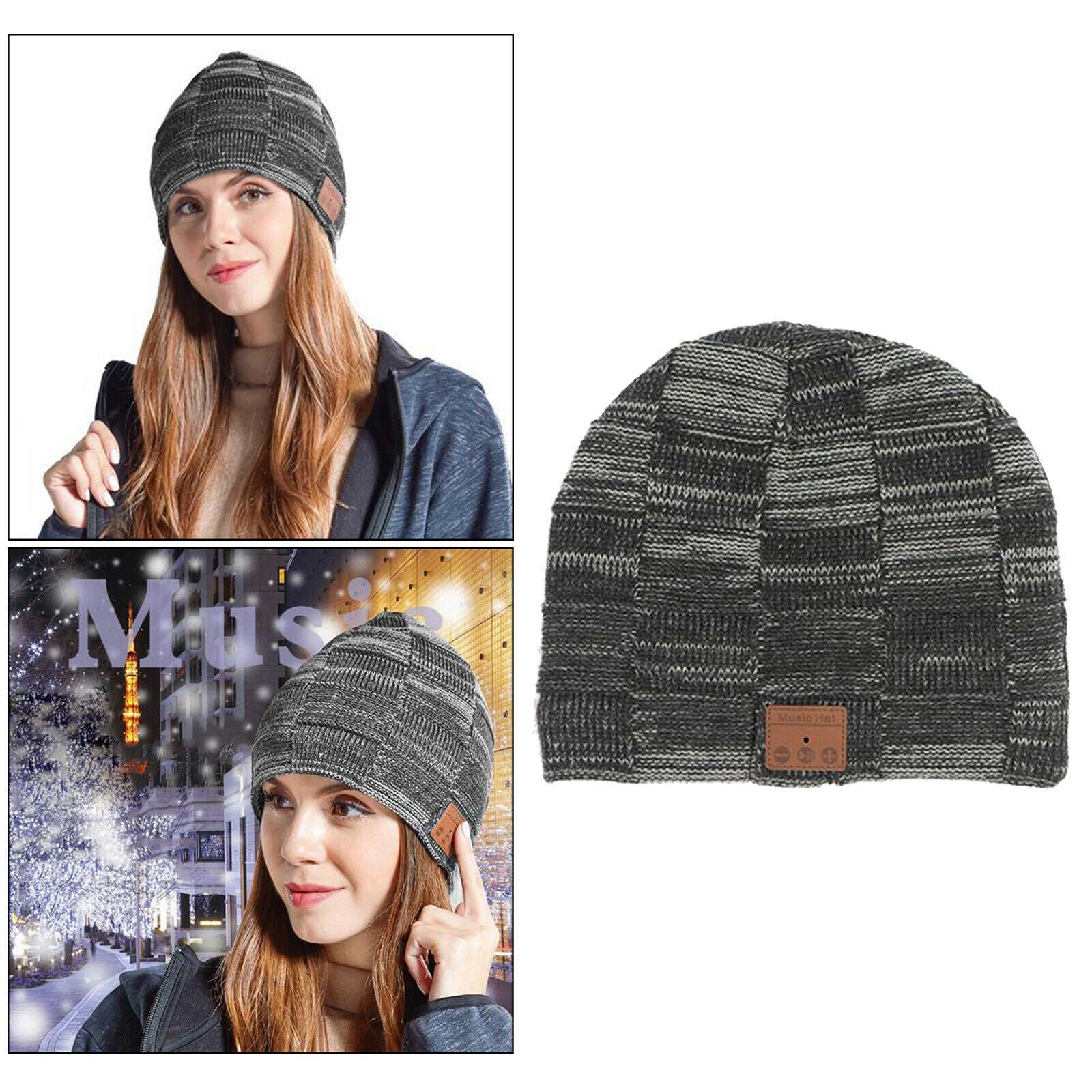 Bluetooth Knitted Beanie Warm Music Knitting Hat Stereo Headphones Headset