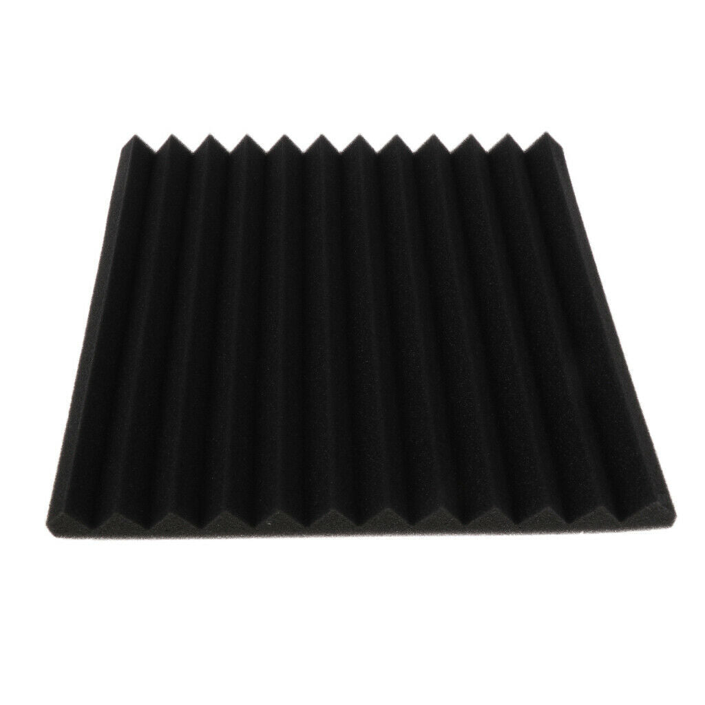 6pcs Acoustic Foam Black Wedge Panel Wall Studio Sound Proof Thick Board
