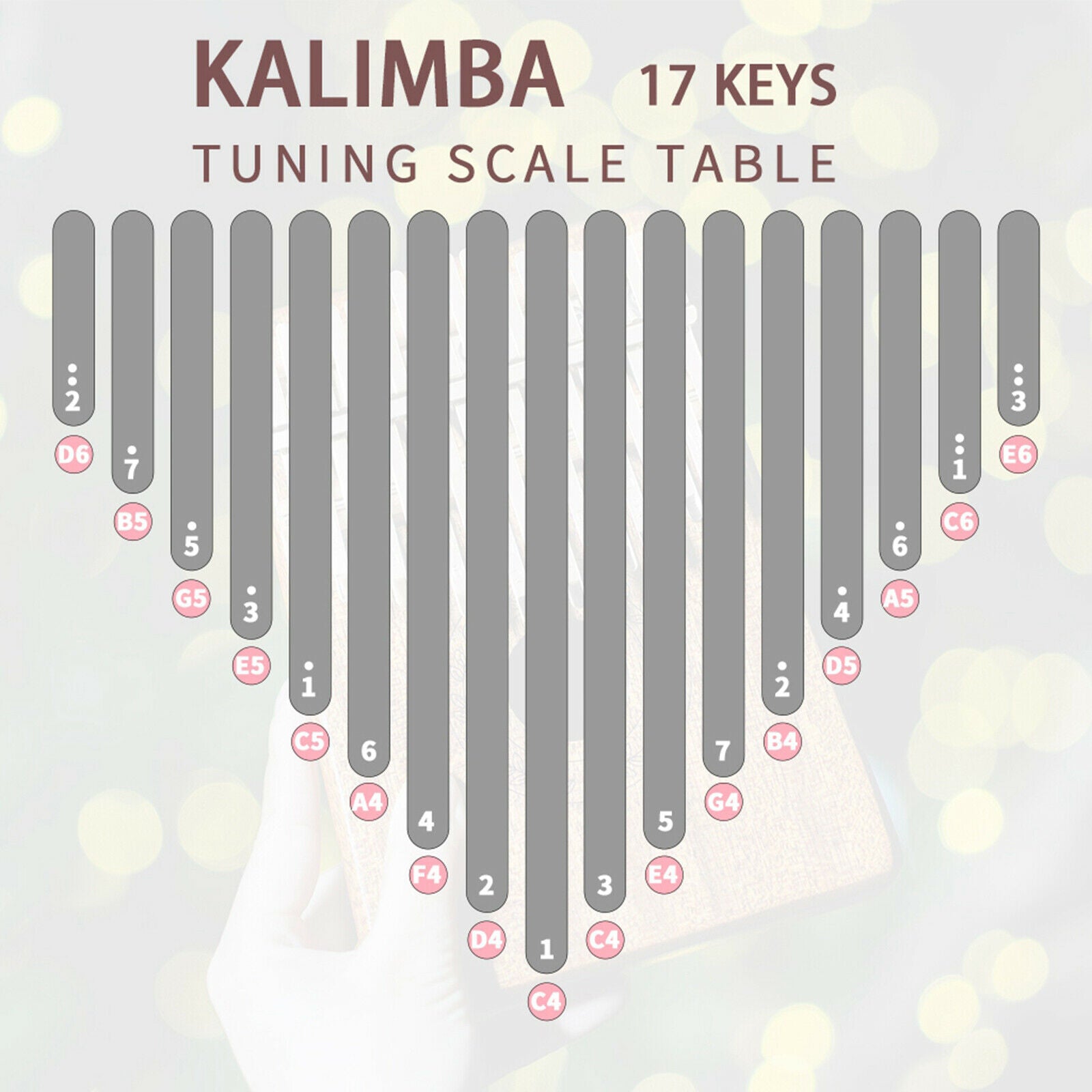 17 Key Kalimba Wood Mbira Finger Thumb Piano with Tune Hammer Christmas Gift