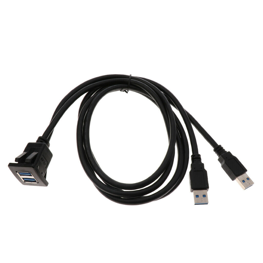 Brand New Durable Dual USB3.0 Extension Panel Cable Dashboard Square 1m