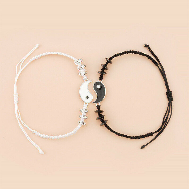 2 Yin Yang Adjustable Cord Bracelet Bracelets handmade Braided Bracelets .l8
