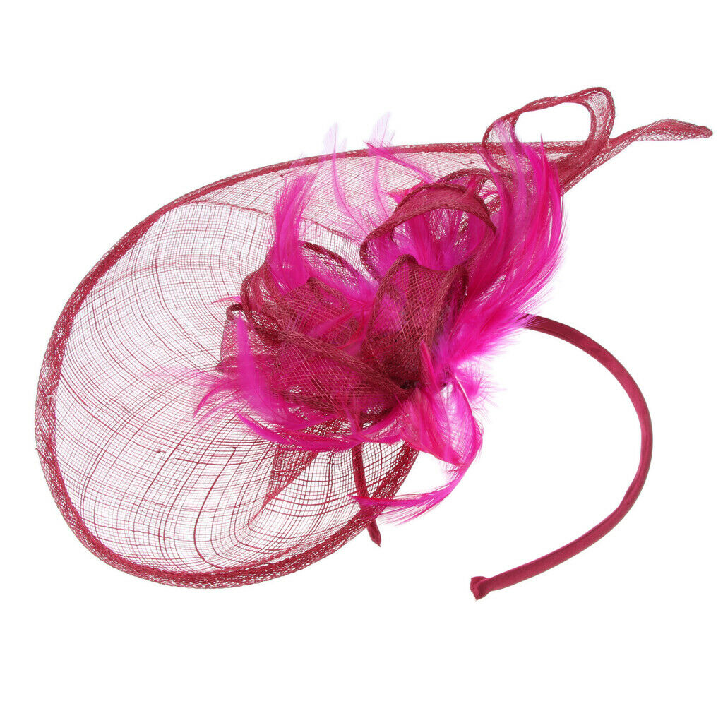 Women Hair Clip Fascinator Headpieces Wedding Bridal Hair Accessory Wine Red