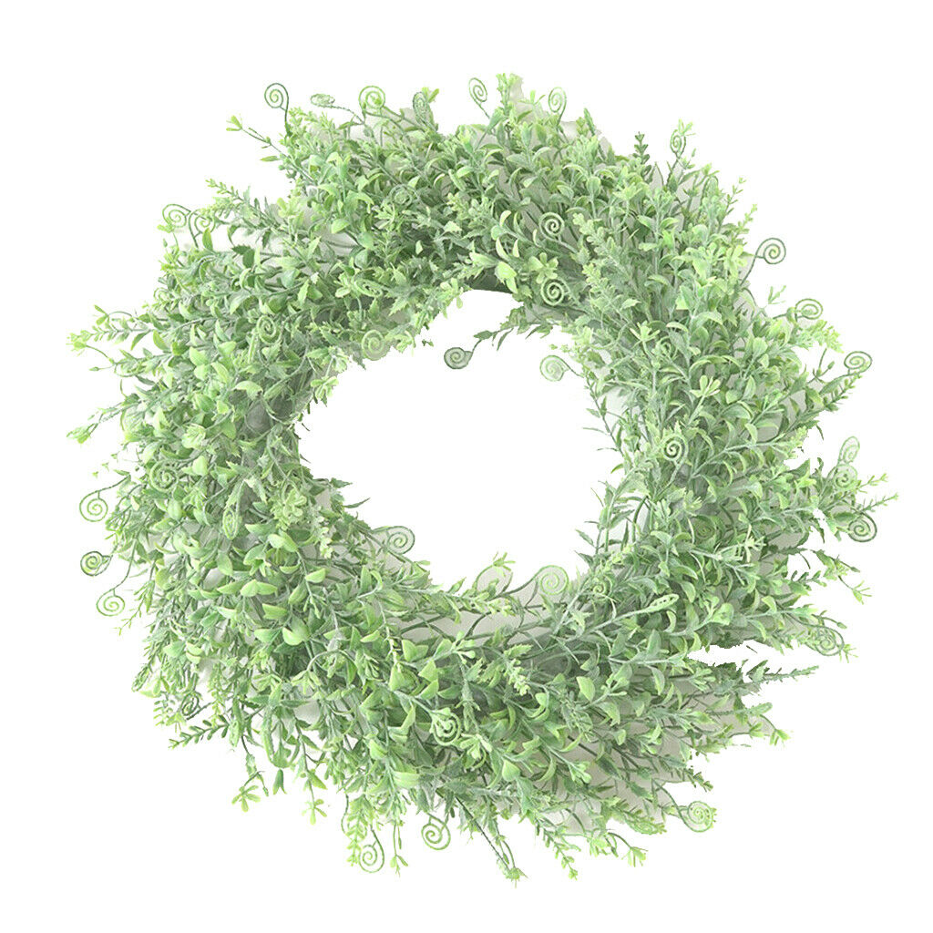 Artificial Plant Wreath, Fern, Spring Flowers and Wild Grass Wreath On Twisted