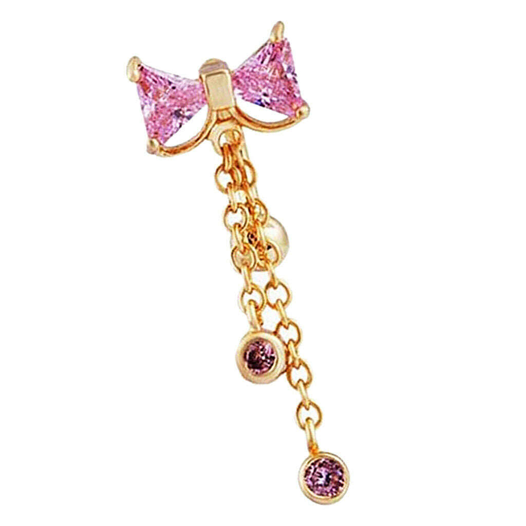 14G Butterfly Charms Belly Button Bar Navel Ring Piercing Jewelry Rose Red