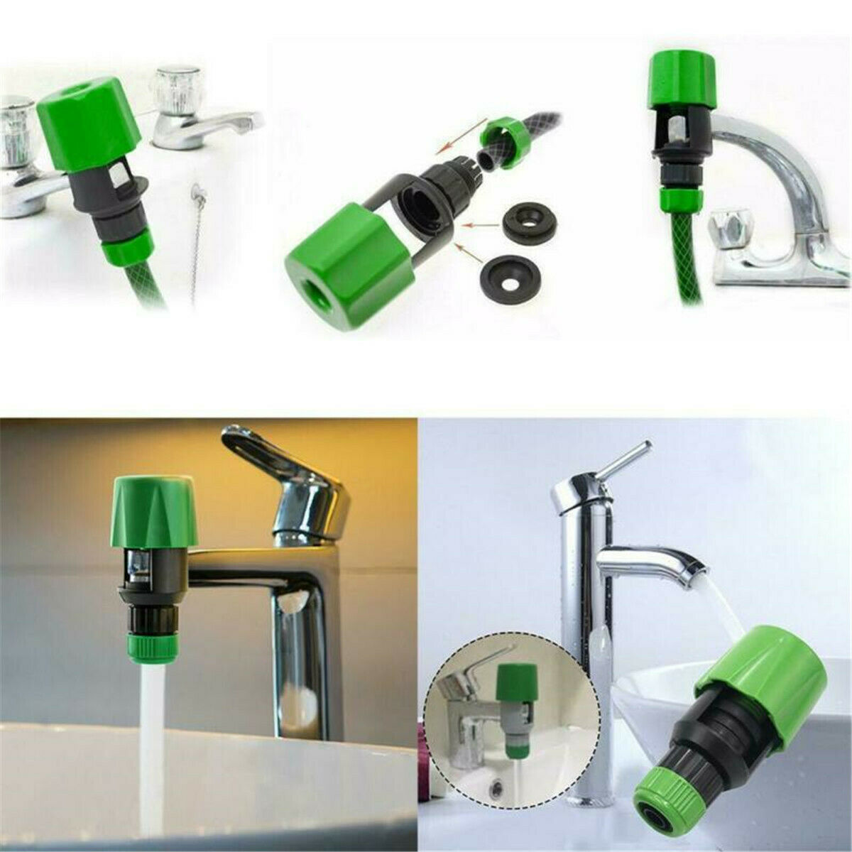 1pc Kitchen Garden Hose Pipe Connector Rounds Square Mixer Multi Taps Adaptor