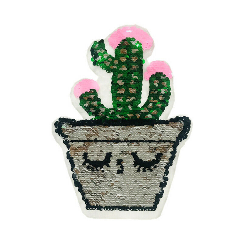 Cereus Patch Reversible Sequin Patches For Clothing Sew On Stickers Kids .l8