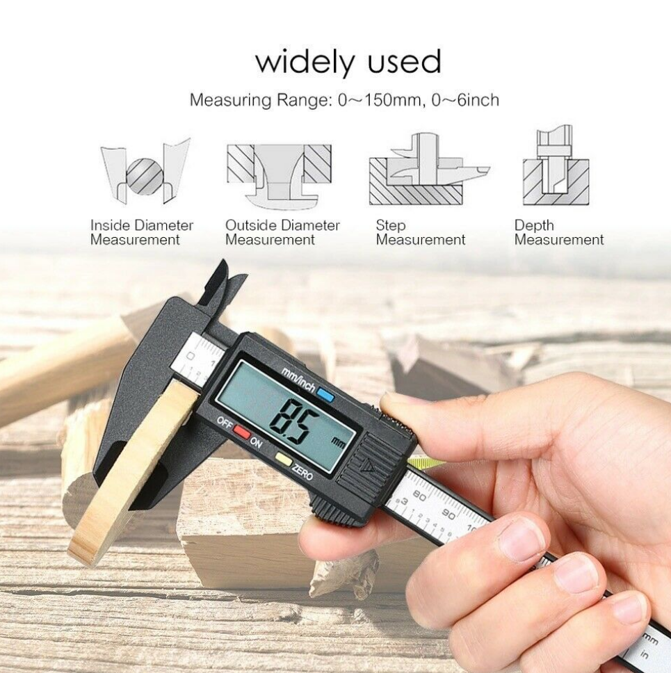 Carbon Fiber LCD Digital Gauge Vernier Caliper Electronic Micrometer 150mm 6inch