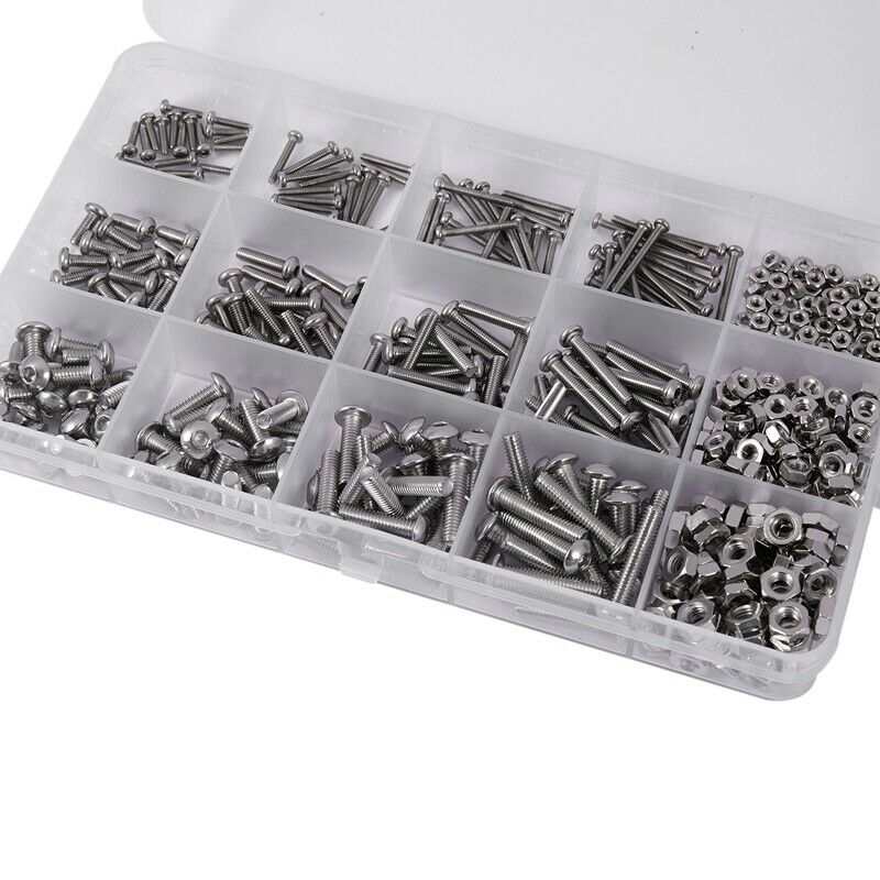 480Pcs Button Head 12 Sizes Screw And Nuts Kit,M2 M3 M4 Steel Assorted Hex SocF7