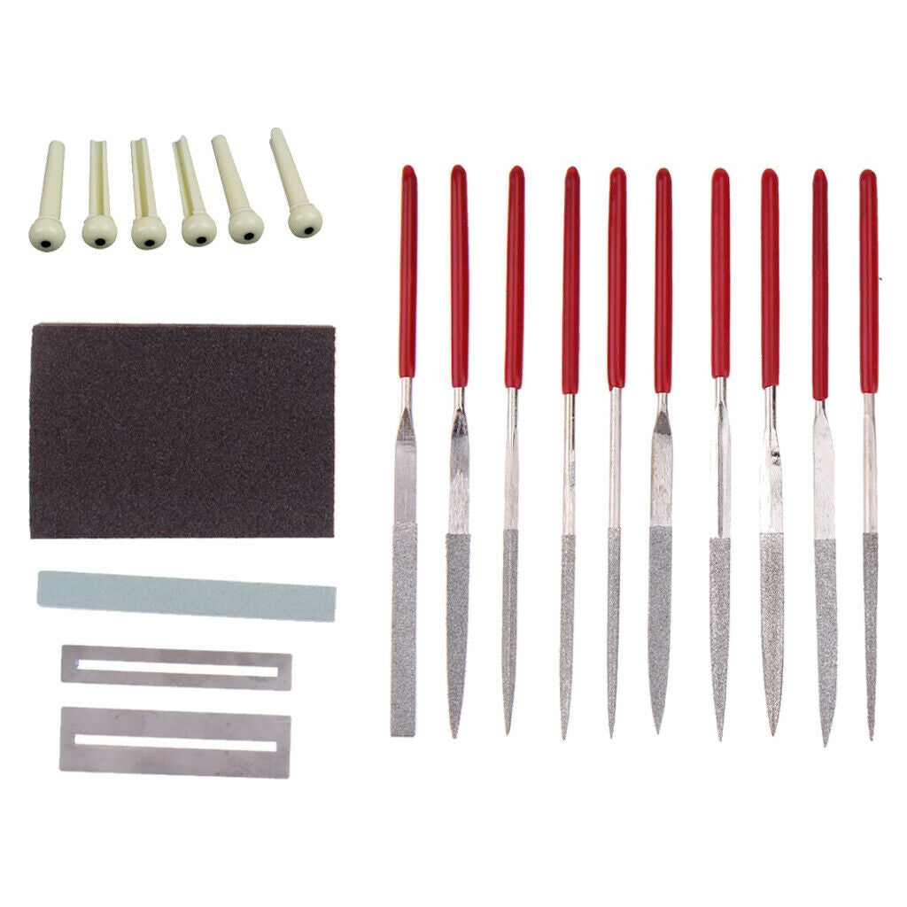 Guitar Repair Protect Tool Kit Fret Stainless File Set Grinding Stone Sponge