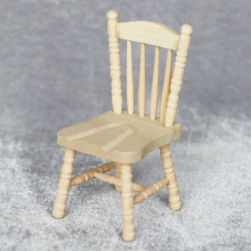 1/12 Mini Simulation Wooden Unfinished Chair Furniture Supplies Scenery