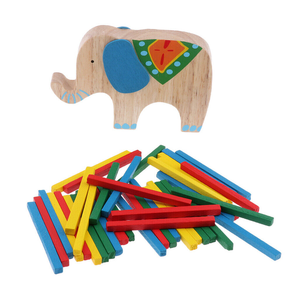 Wooden Stick Stacking Balance Beam Wooden Puzzle Building Blocks  Elephant