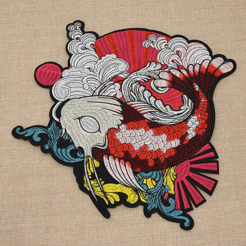 Japanese Koi Fish Patch Ironing Heat Transfer Stickers  Appliques DIY Decoration