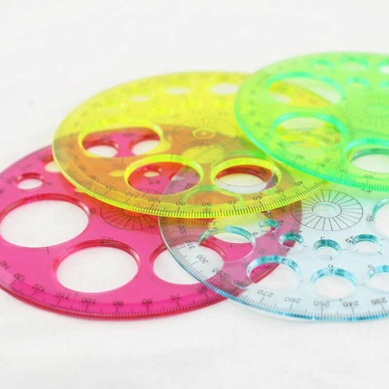 1pc Stationery 360 Degree Round Ruler Transparent Circle Office School Dr.l8
