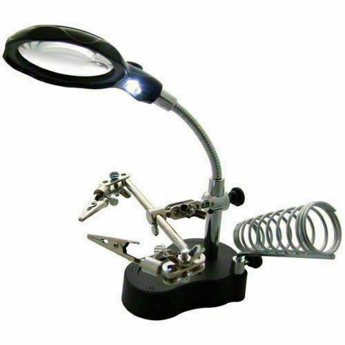 3rd Helping Hand LED Magnifying Soldering Iron Stand Lens Magnifier 3.5X & 12X